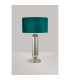 Clarkson Tubular Table Lamp 1 Light E27 Polished Nickel/Smoke Fade Glass/Teal 40cm Velvet Shade-7