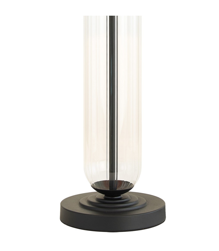 Clarkson Tubular Table Lamp 1 Light E27 Satin Black/Clear Glass/Burnt Orange/Copper 40cm Velvet Shade-6