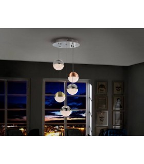 Integrated LED Cluster Drop Ceiling Pendant Chrome, Brass, Copper - 1