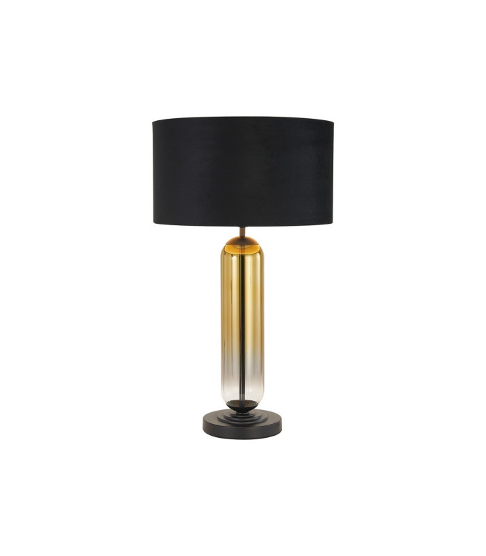 Clarkson Tubular Table Lamp 1 Light E27 Satin Black/Gold Fade Glass/Black/Prosecco 40cm Velvet Shade-1