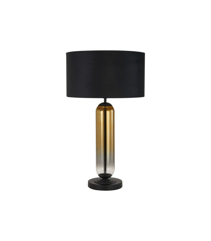 Clarkson Tubular Table Lamp 1 Light E27 Satin Black/Gold Fade Glass/Black/Prosecco 40cm Velvet Shade-4