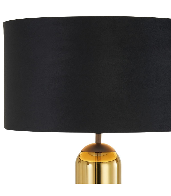 Clarkson Tubular Table Lamp 1 Light E27 Satin Black/Gold Fade Glass/Black/Prosecco 40cm Velvet Shade-5