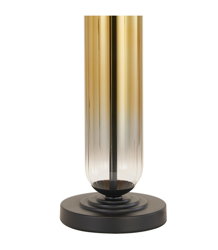 Clarkson Tubular Table Lamp 1 Light E27 Satin Black/Gold Fade Glass/Black/Prosecco 40cm Velvet Shade-6