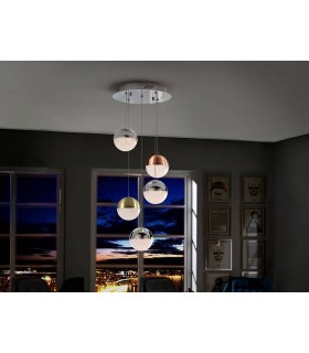 Integrated LED Dimmable Cluster Drop Ceiling Pendant with Remote Control Chrome, Brass, Copper - 1
