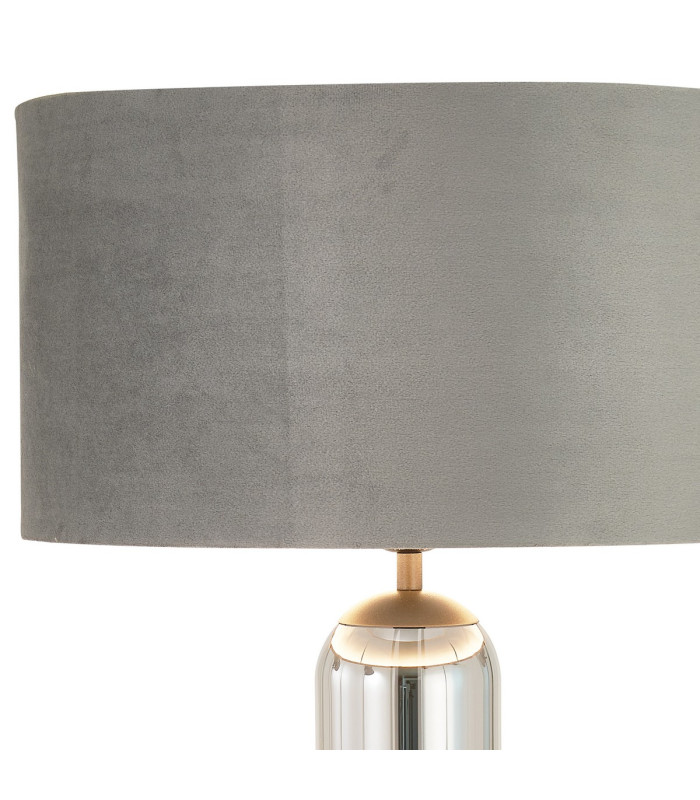 Clarkson Tubular Table Lamp 1 Light E27 Satin Black/Smoke Fade Glass/Dark Grey/Silver 40cm Velvet Shade-5