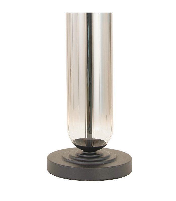 Clarkson Tubular Table Lamp 1 Light E27 Satin Black/Smoke Fade Glass/Dark Grey/Silver 40cm Velvet Shade-6