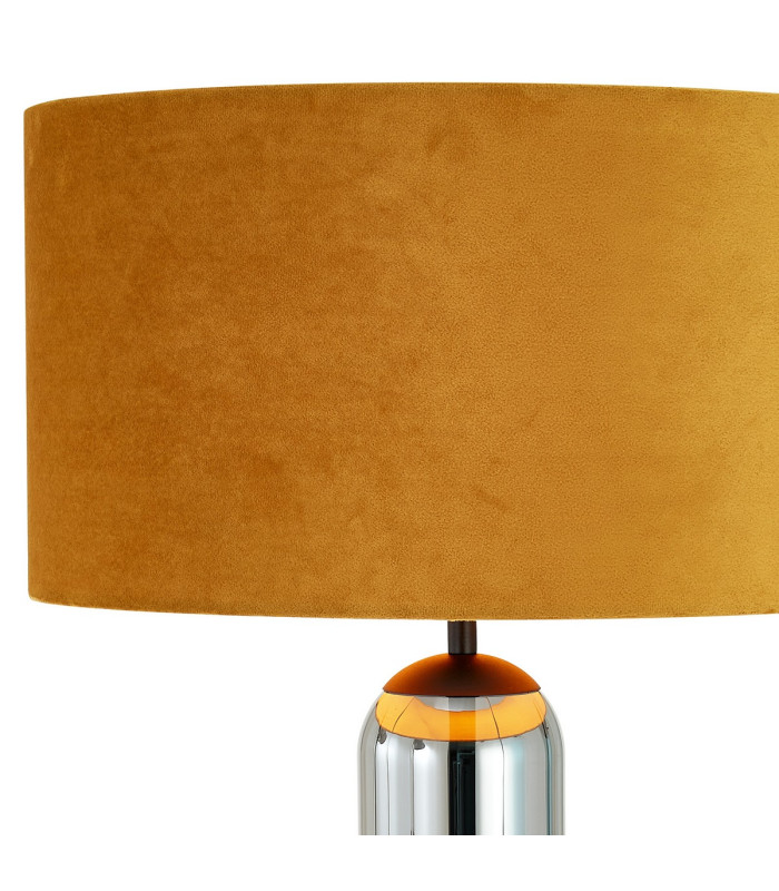 Clarkson Tubular Table Lamp 1 Light E27 Satin Black/Smoke Fade Glass/Ochre 40cm Velvet Shade-5