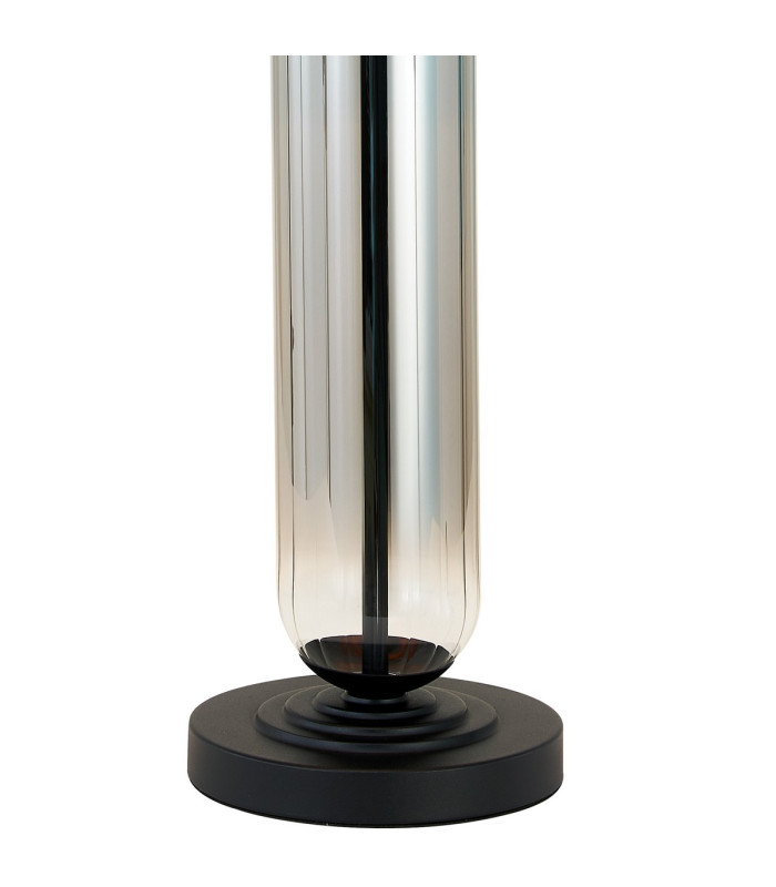 Clarkson Tubular Table Lamp 1 Light E27 Satin Black/Smoke Fade Glass/Ochre 40cm Velvet Shade-6