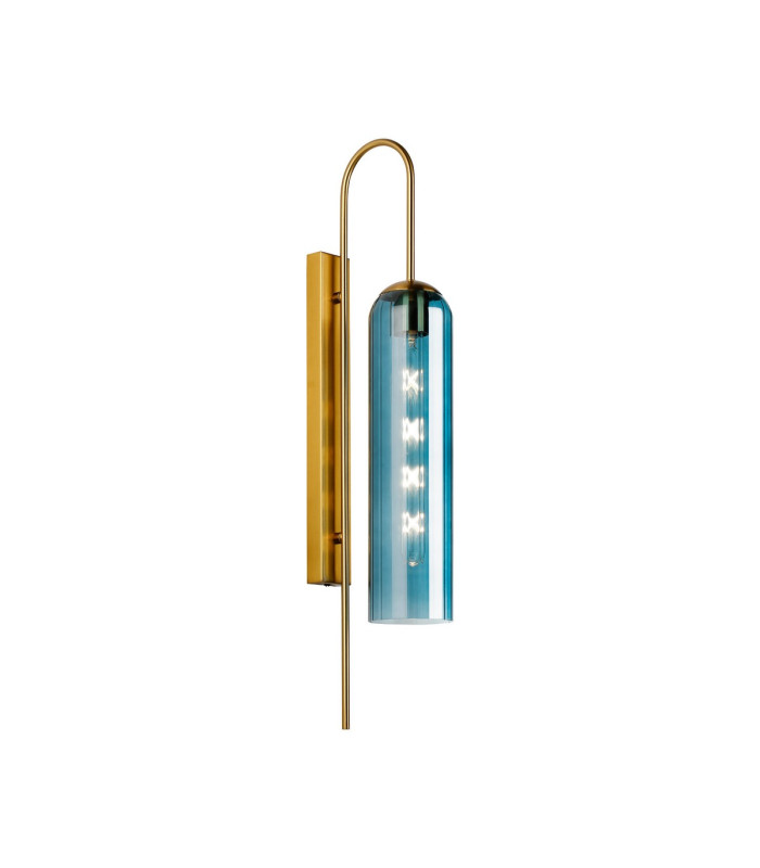 Clarkson 70cm Curved Wall Light 1 Light E27 Brass Gold / Blue-1