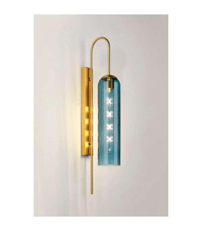 Clarkson 70cm Curved Wall Light 1 Light E27 Brass Gold / Blue-3