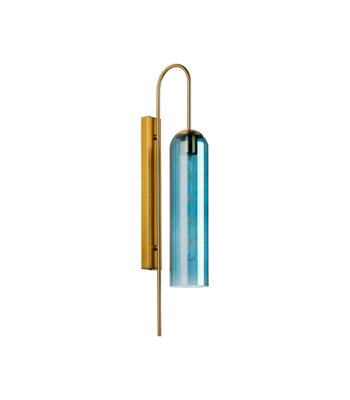 Clarkson 70cm Curved Wall Light 1 Light E27 Brass Gold / Blue-4