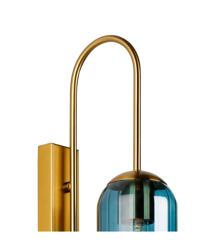 Clarkson 70cm Curved Wall Light 1 Light E27 Brass Gold / Blue-5