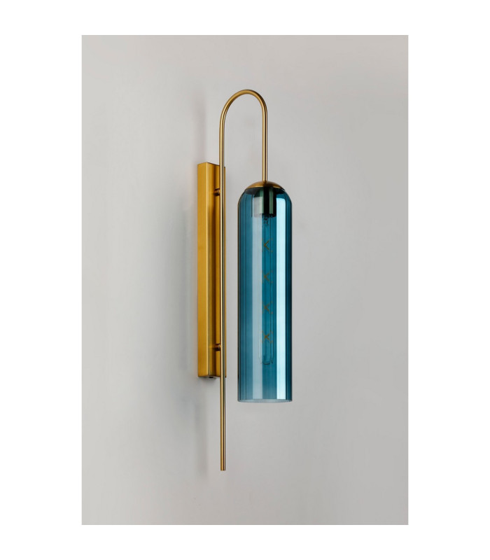 Clarkson 70cm Curved Wall Light 1 Light E27 Brass Gold / Blue-8