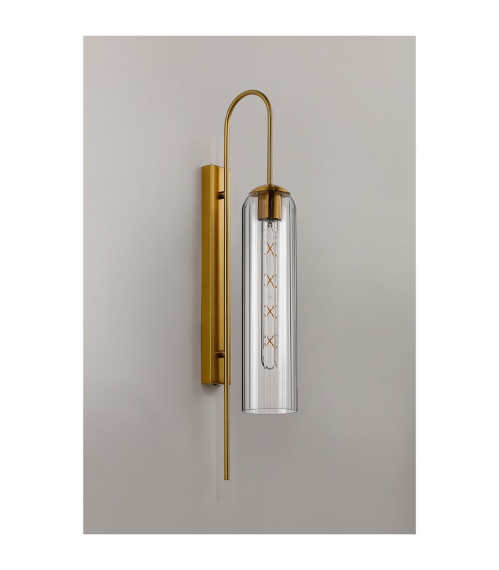 Clarkson 70cm Curved Wall Light 1 Light E27 Brass Gold / Clear-8