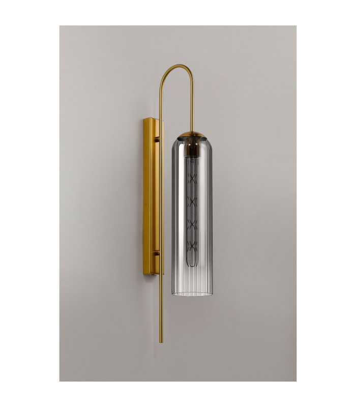 Clarkson 70cm Curved Wall Light 1 Light E27 Brass Gold / Smoke Fade-8