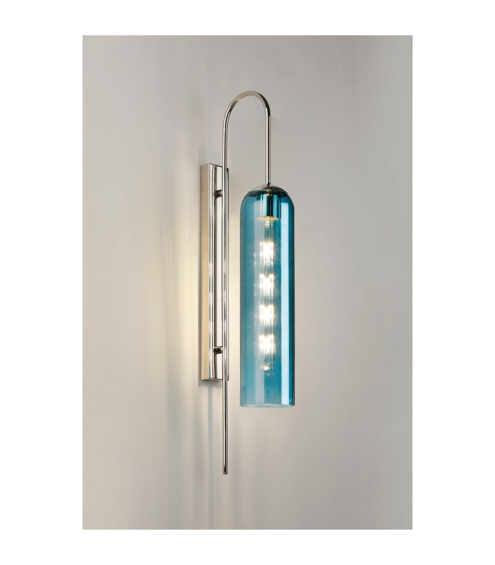 Clarkson 70cm Curved Wall Light 1 Light E27 Polished Nickel / Blue-3