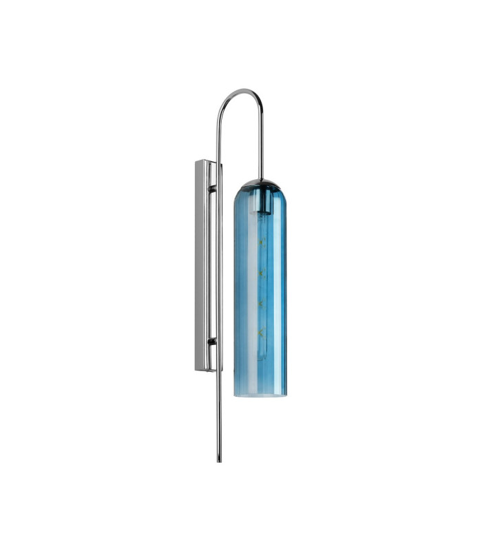 Clarkson 70cm Curved Wall Light 1 Light E27 Polished Nickel / Blue-4