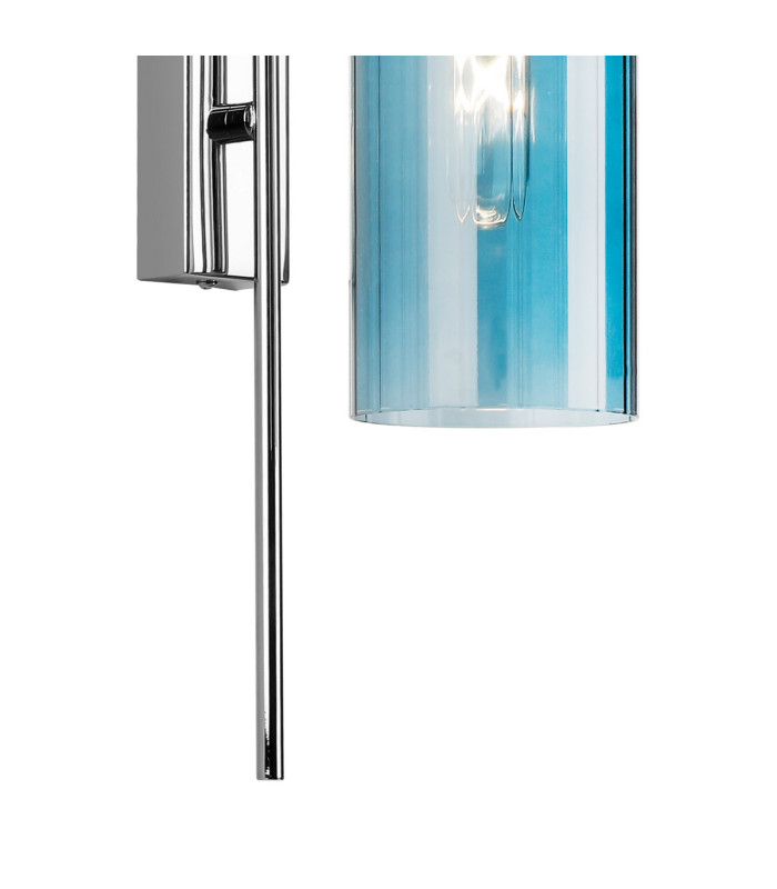 Clarkson 70cm Curved Wall Light 1 Light E27 Polished Nickel / Blue-7