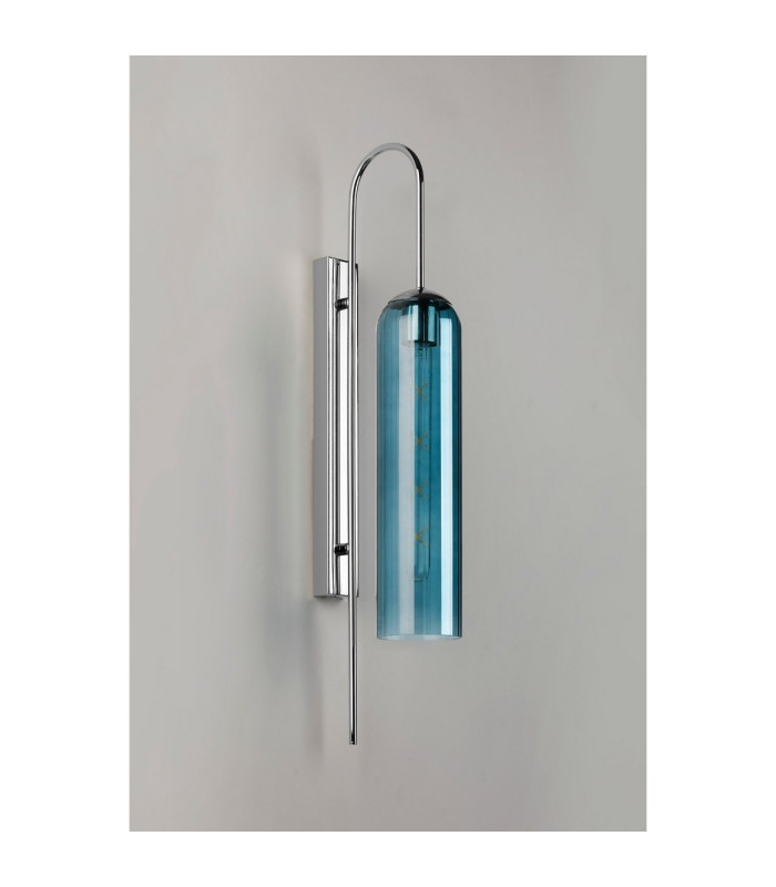 Clarkson 70cm Curved Wall Light 1 Light E27 Polished Nickel / Blue-8