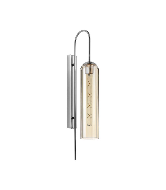 Clarkson 70cm Curved Wall Light 1 Light E27 Polished Nickel / Cognac-4