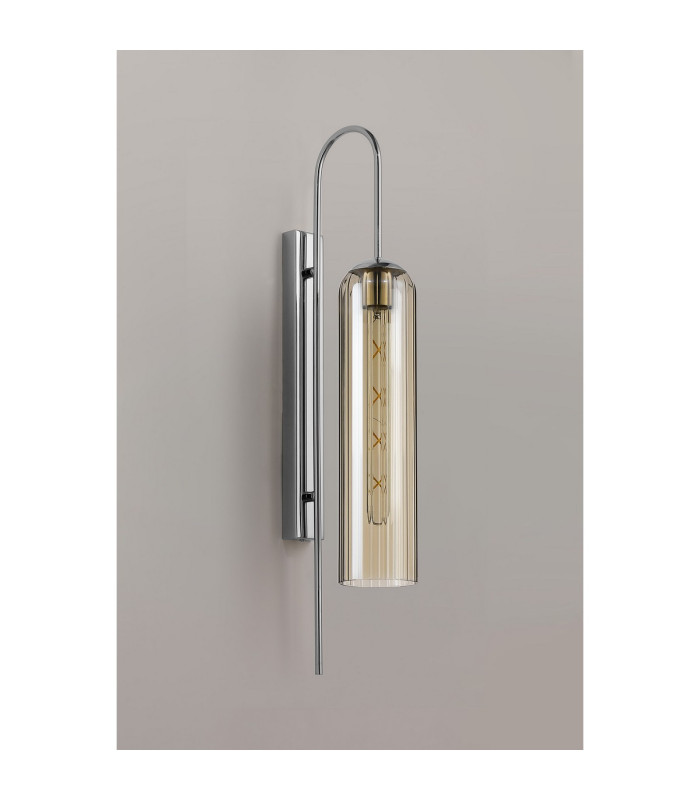 Clarkson 70cm Curved Wall Light 1 Light E27 Polished Nickel / Cognac-8