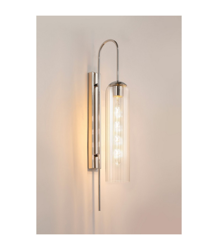 Clarkson 70cm Curved Wall Light 1 Light E27 Polished Nickel / Clear-3