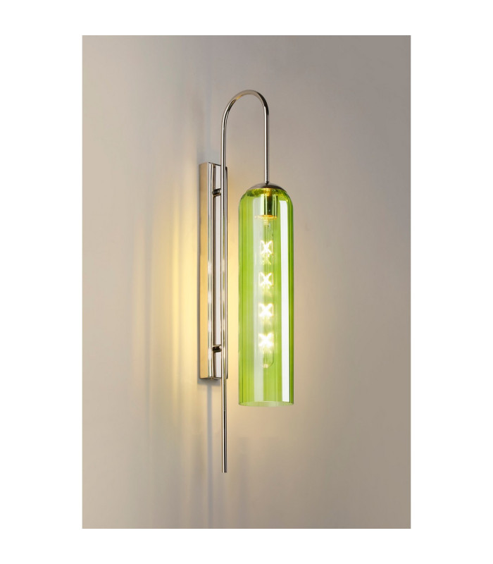 Clarkson 70cm Curved Wall Light 1 Light E27 Polished Nickel / Green-3