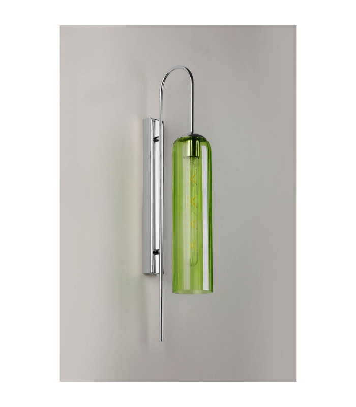 Clarkson 70cm Curved Wall Light 1 Light E27 Polished Nickel / Green-8