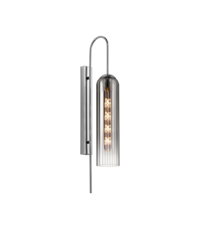 Clarkson 70cm Curved Wall Light 1 Light E27 Polished Nickel / Smoke Fade-1