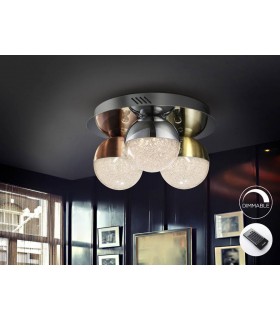 Integrated LED Dimmable Flush Ceiling Light with Remote Control Chrome, Brass, Copper - 1
