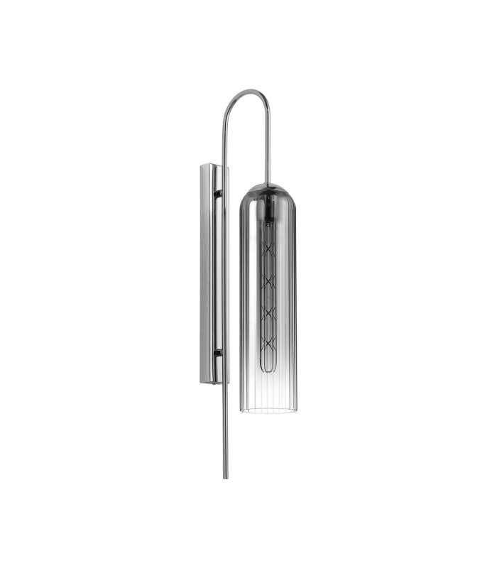 Clarkson 70cm Curved Wall Light 1 Light E27 Polished Nickel / Smoke Fade-4