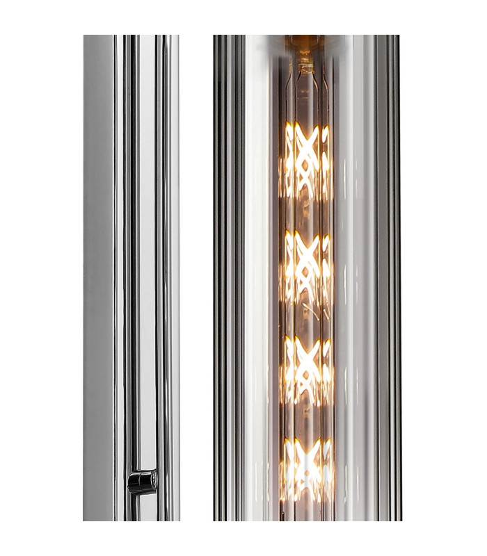 Clarkson 70cm Curved Wall Light 1 Light E27 Polished Nickel / Smoke Fade-6