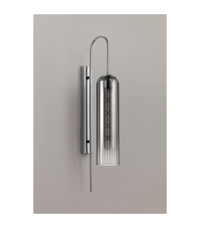 Clarkson 70cm Curved Wall Light 1 Light E27 Polished Nickel / Smoke Fade-8