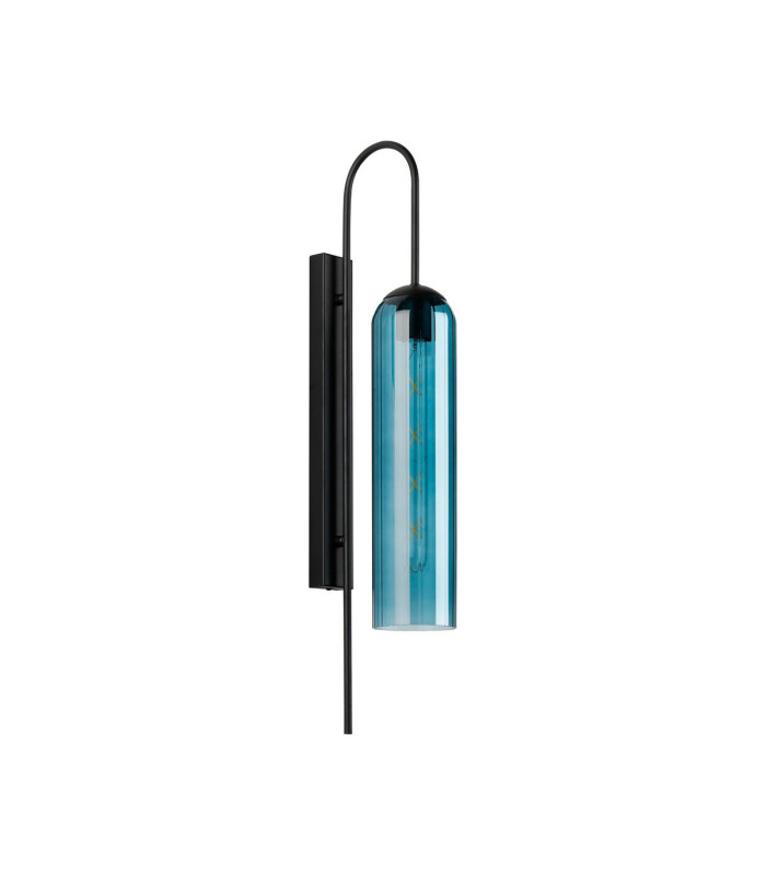 Clarkson 70cm Curved Wall Light 1 Light E27 Satin Black / Blue-3