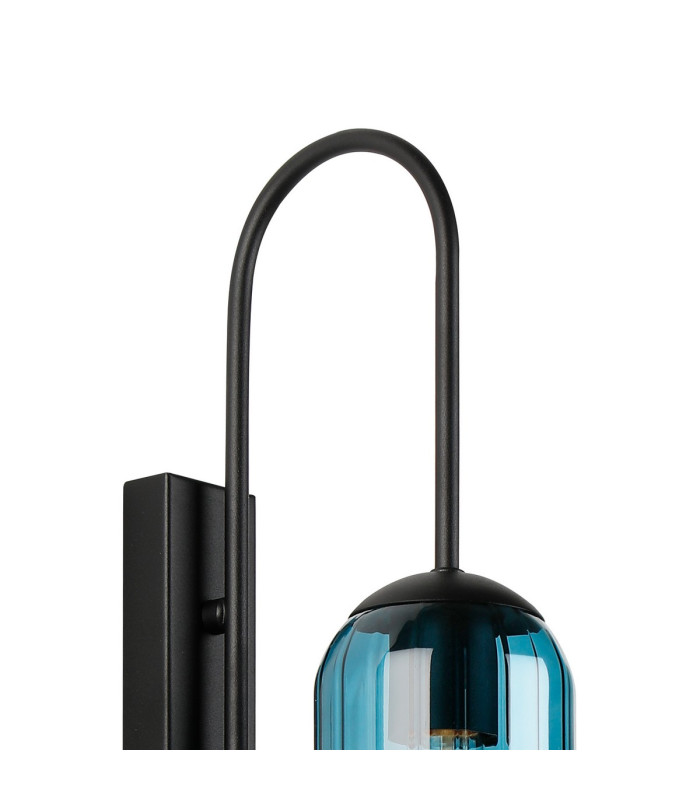 Clarkson 70cm Curved Wall Light 1 Light E27 Satin Black / Blue-4