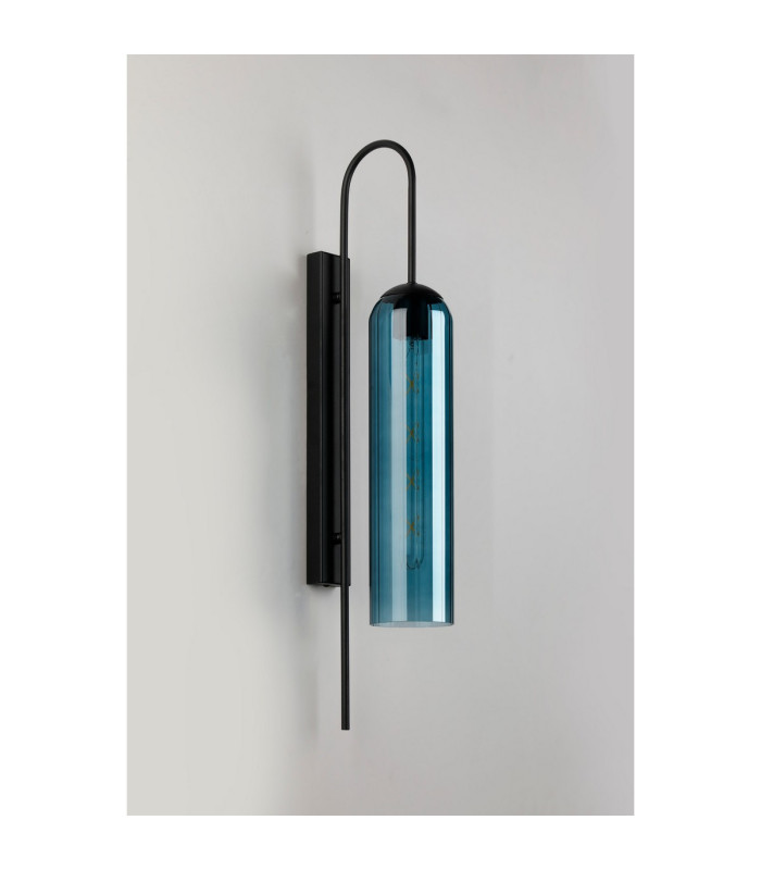 Clarkson 70cm Curved Wall Light 1 Light E27 Satin Black / Blue-7