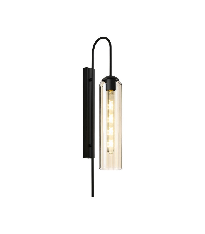 Clarkson 70cm Curved Wall Light 1 Light E27 Satin Black / Cognac-1