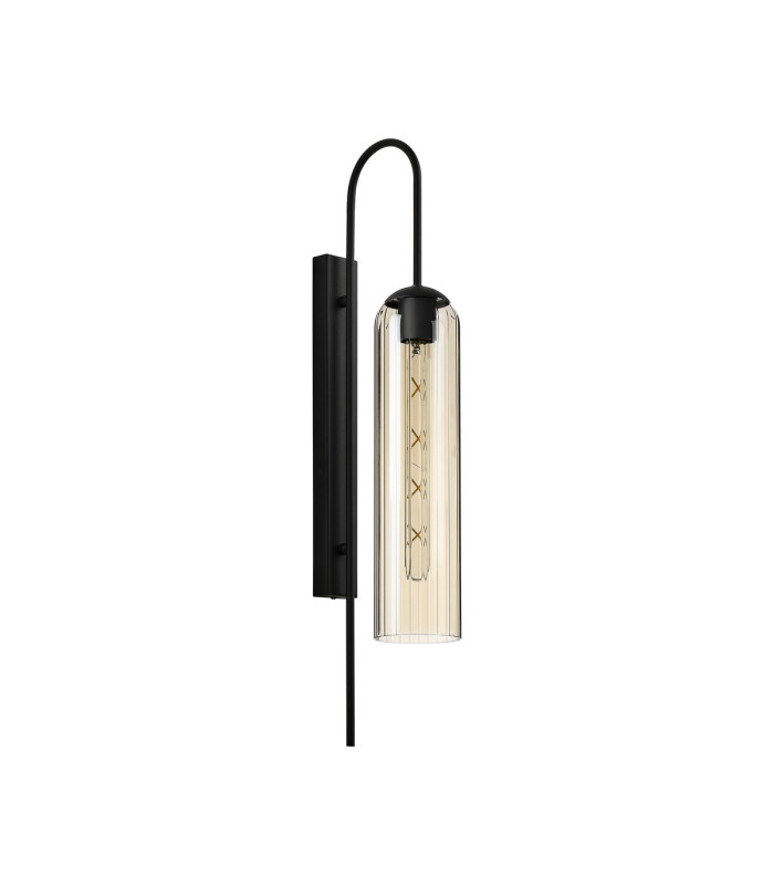 Clarkson 70cm Curved Wall Light 1 Light E27 Satin Black / Cognac-4