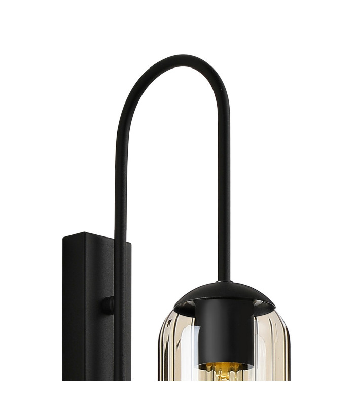 Clarkson 70cm Curved Wall Light 1 Light E27 Satin Black / Cognac-5