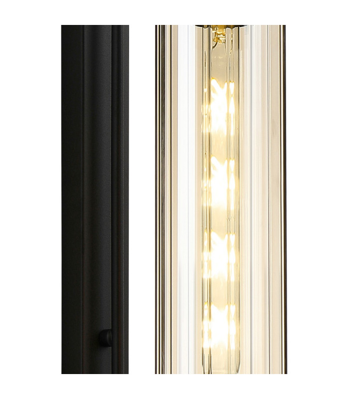 Clarkson 70cm Curved Wall Light 1 Light E27 Satin Black / Cognac-6