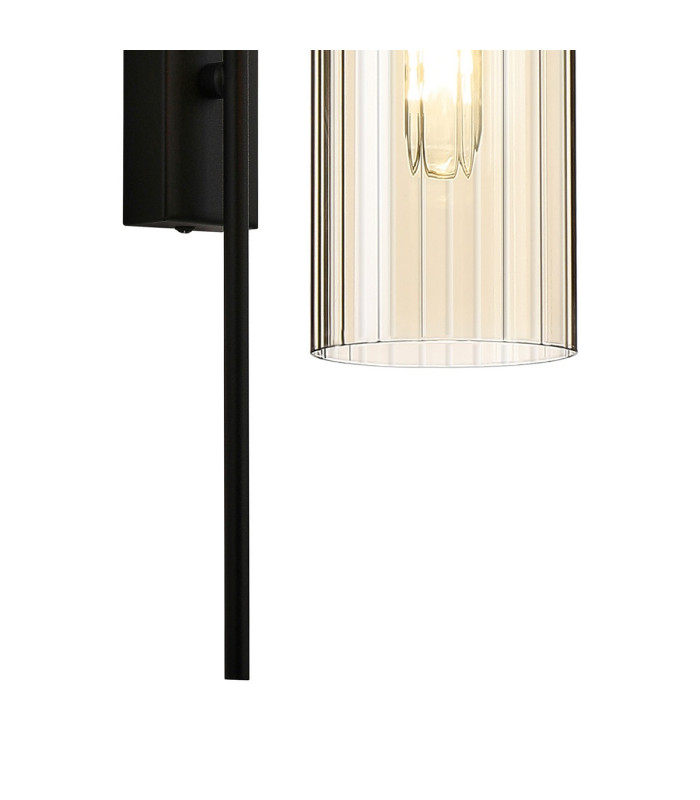 Clarkson 70cm Curved Wall Light 1 Light E27 Satin Black / Cognac-7