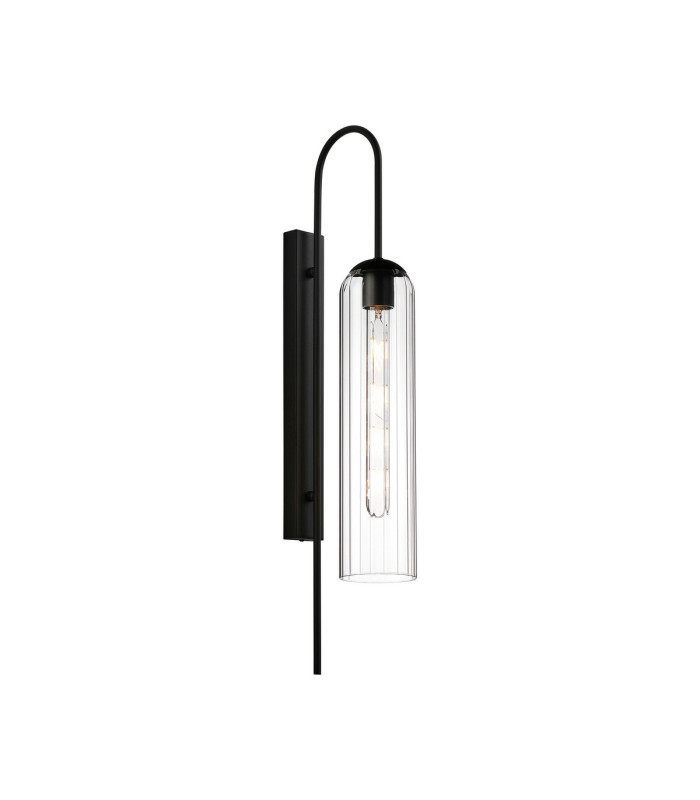 Clarkson 70cm Curved Wall Light 1 Light E27 Satin Black / Clear-1