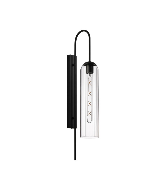 Clarkson 70cm Curved Wall Light 1 Light E27 Satin Black / Clear-4
