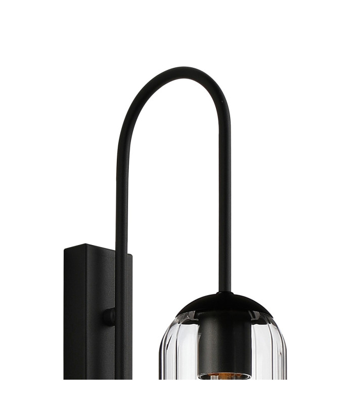 Clarkson 70cm Curved Wall Light 1 Light E27 Satin Black / Clear-5