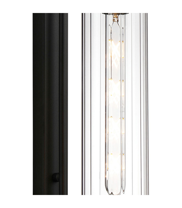 Clarkson 70cm Curved Wall Light 1 Light E27 Satin Black / Clear-6