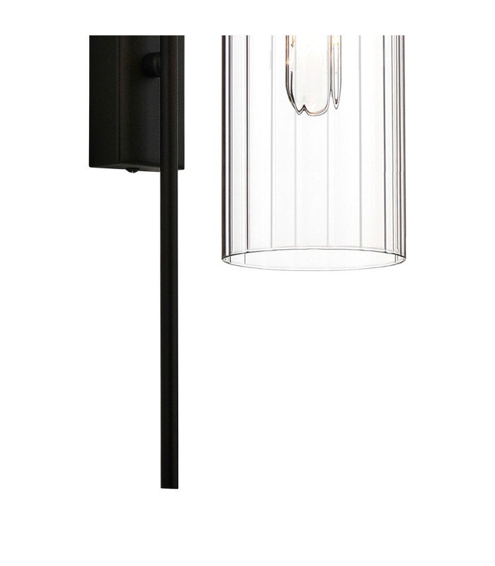 Clarkson 70cm Curved Wall Light 1 Light E27 Satin Black / Clear-7