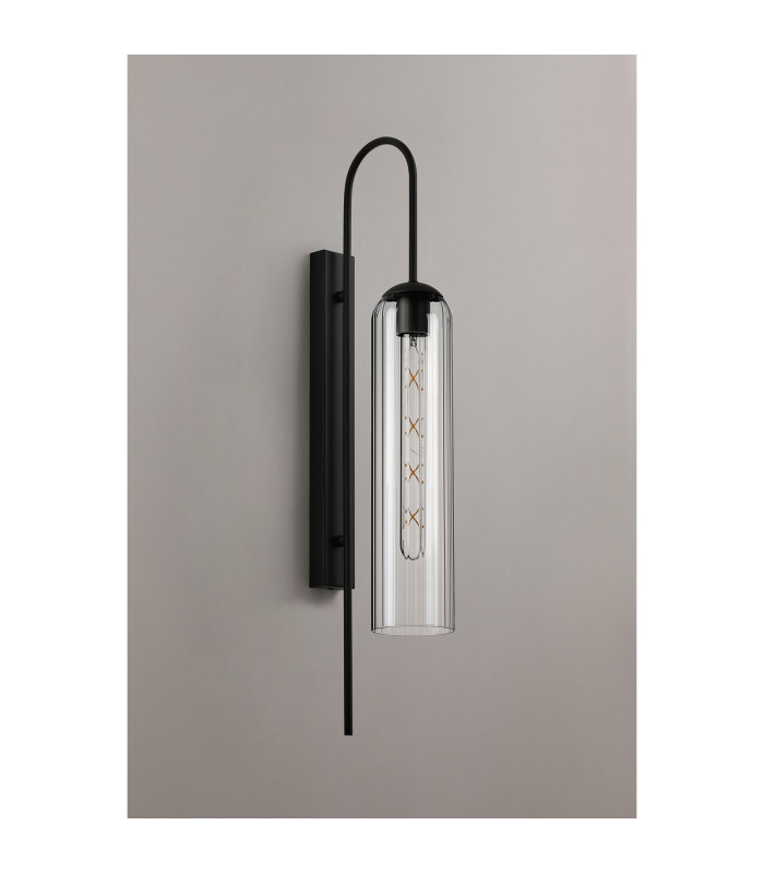 Clarkson 70cm Curved Wall Light 1 Light E27 Satin Black / Clear-8