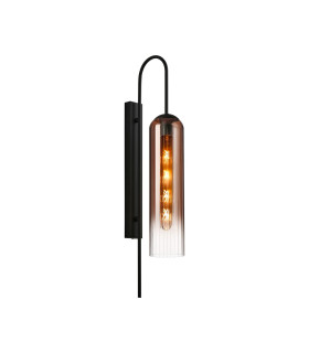 Clarkson 70cm Curved Wall Light 1 Light E27 Satin Black / Copper Fade-1