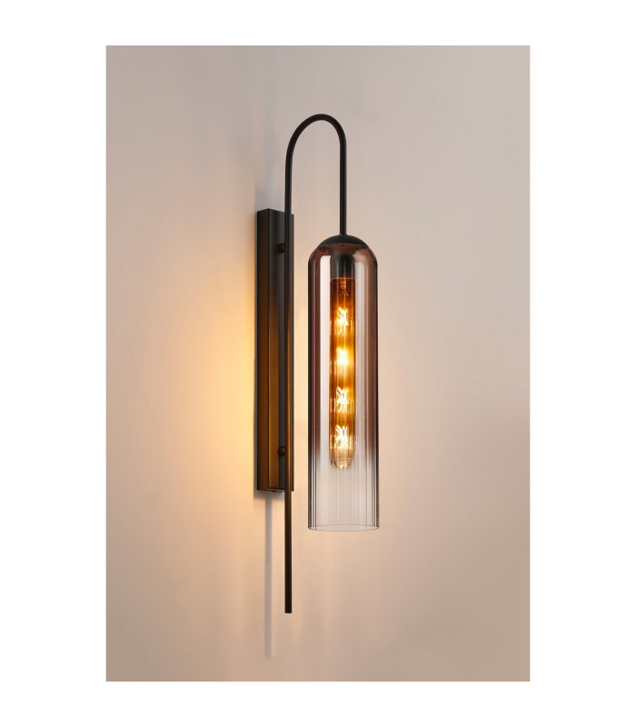 Clarkson 70cm Curved Wall Light 1 Light E27 Satin Black / Copper Fade-3