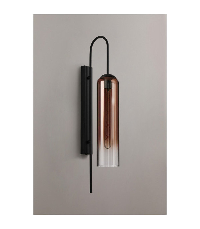 Clarkson 70cm Curved Wall Light 1 Light E27 Satin Black / Copper Fade-8